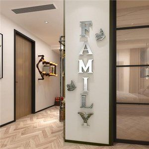 Family Wall Decor Letter Signs Acrylic Mirror Stickers Decorations Living Room